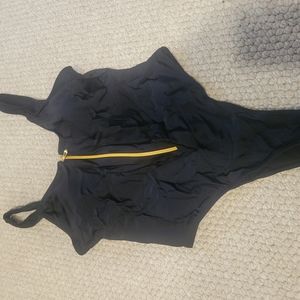 Black Swimsuit with Yellow Zipper